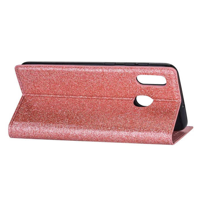 Flash Powder Stand Leather Card Holder Case for Samsung Galaxy A20e - Rose Gold - 3