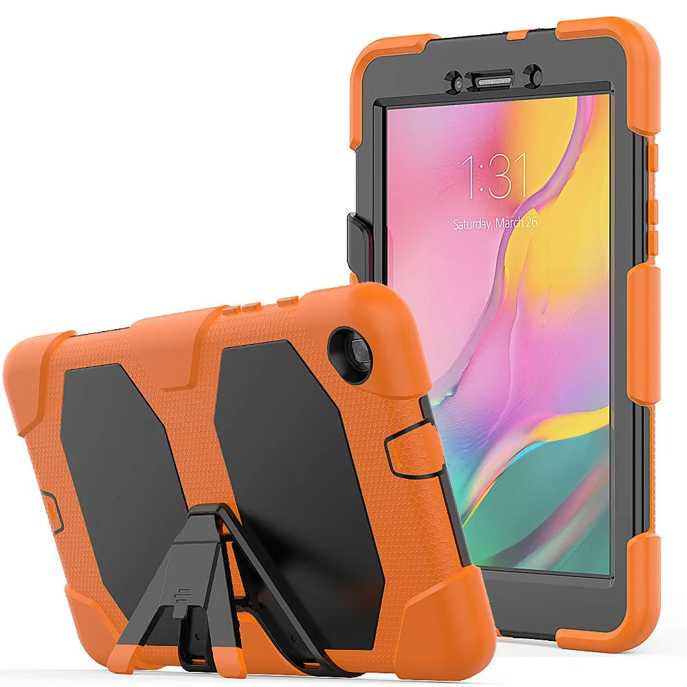 Shockproof Kickstand PC+Silicone Tablet Case for Samsung Galaxy Tab A 8.0 Wi-Fi (2019) SM-T290/T295  - Orange - 1