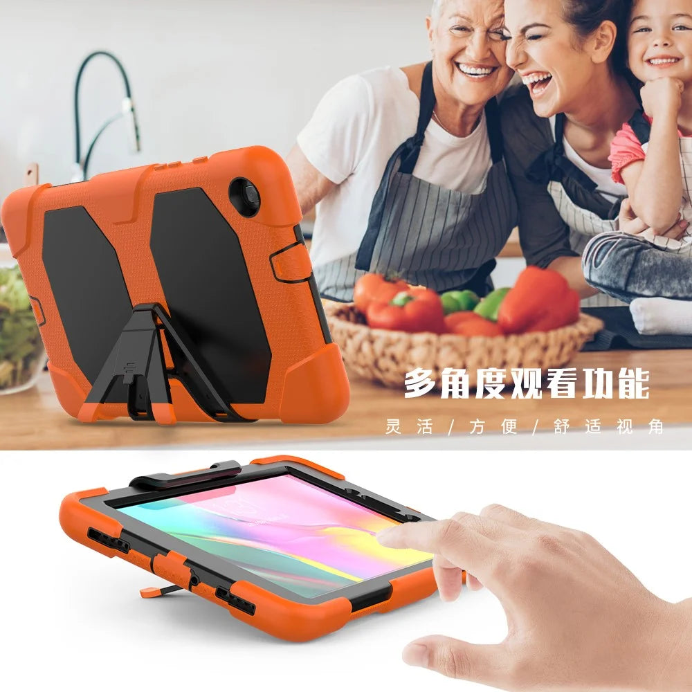 Shockproof Kickstand PC+Silicone Tablet Case for Samsung Galaxy Tab A 8.0 Wi-Fi (2019) SM-T290/T295  - Orange - 4