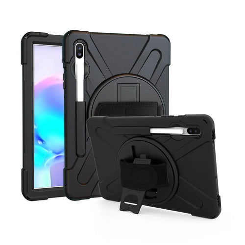 X-Shape PC + TPU Combo Case with Hand Strap Kickstand for Samsung Galaxy Tab S6 SM-T860 (Wi-Fi)/T865 (LTE) - Black - 1