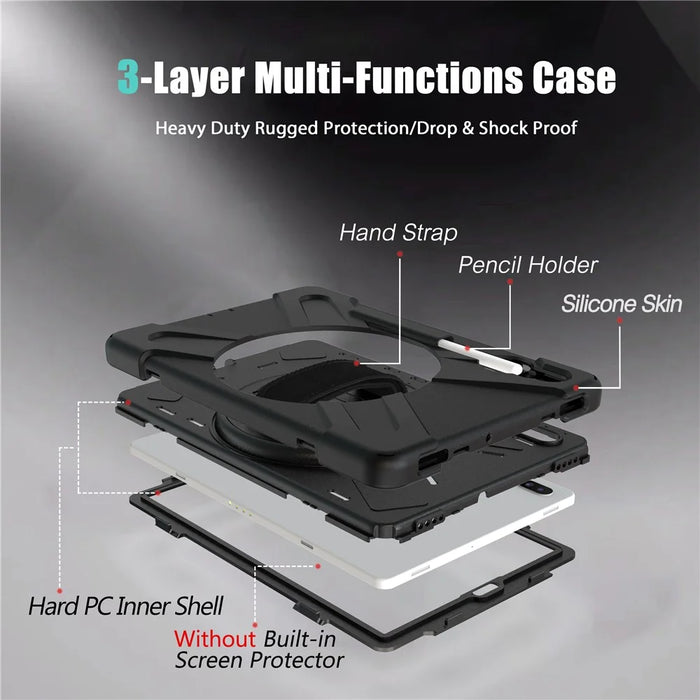 X-Shape PC + TPU Combo Case with Hand Strap Kickstand for Samsung Galaxy Tab S6 SM-T860 (Wi-Fi)/T865 (LTE) - Black - 6
