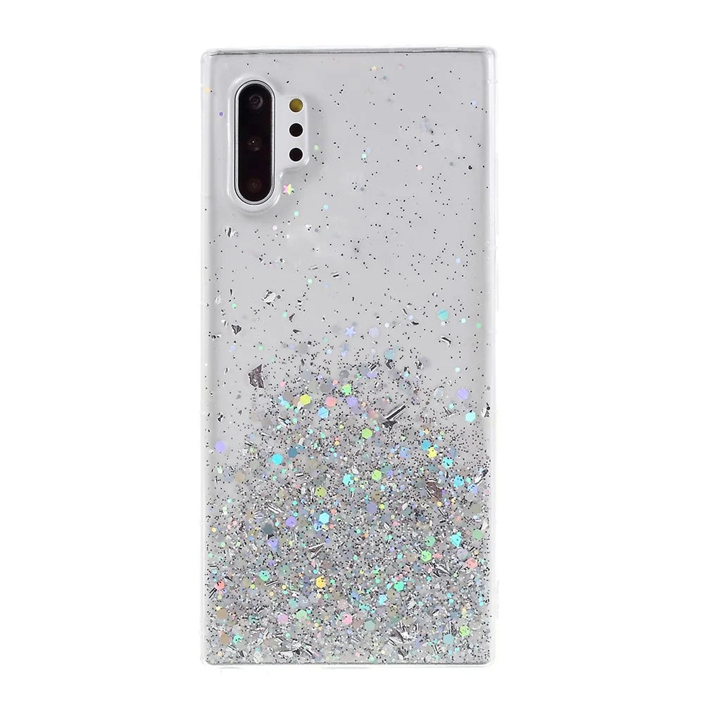 Glitter Sequins Inlaid Style TPU Phone Casing Cover for Samsung Galaxy Note 10 Plus/Note 10 Plus 5G - Transparent - 1