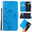 Imprint Butterflies Wallet Stand Flip Leather Protective Case for Samsung Galaxy A20s - Dark Blue - 1
