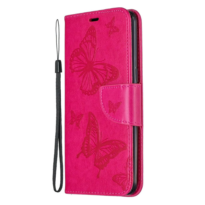 Imprint Butterfly Leather Wallet Case for Samsung Galaxy A10s - Rose - 2
