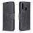 For Samsung Galaxy A20s Pure Color PU Leather Cell Shell - Black - 4