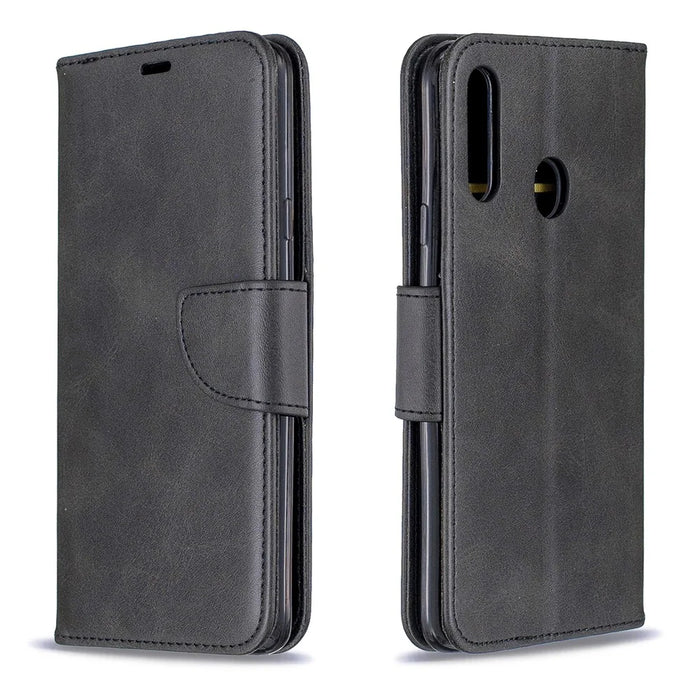 For Samsung Galaxy A20s Pure Color PU Leather Cell Shell - Black - 4