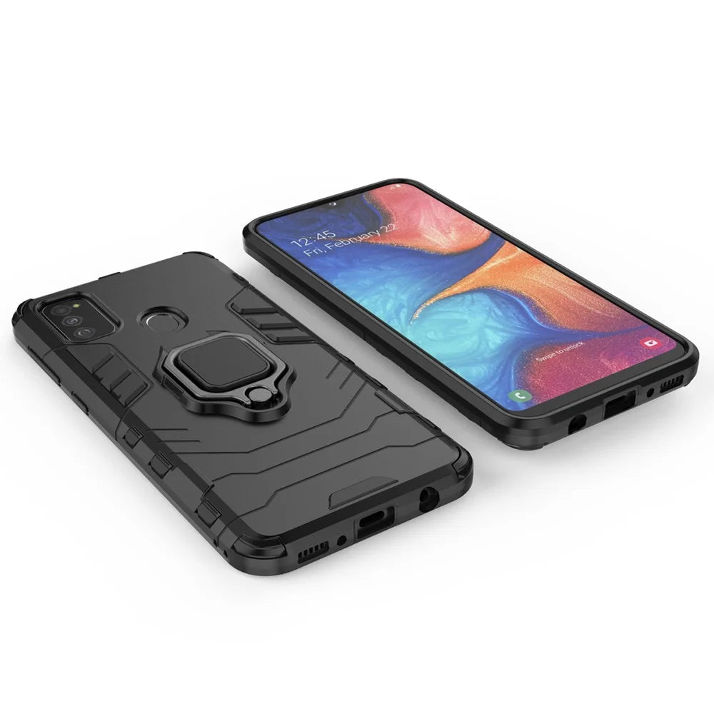 Cool Guard Ring Holder Kickstand PC TPU Hybrid Case for Samsung Galaxy M30s/M21 - Black - 6