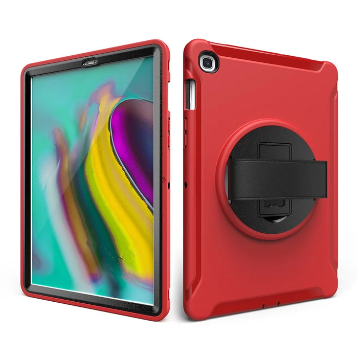 360° Swivel Kickstand PC + TPU Tablet Shell with Hand Strap for Samsung Galaxy Tab S5e SM-T720/T725 - Red - 3