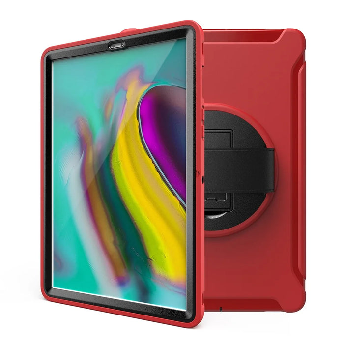 360° Swivel Kickstand PC + TPU Tablet Shell with Hand Strap for Samsung Galaxy Tab S5e SM-T720/T725 - Red - 4