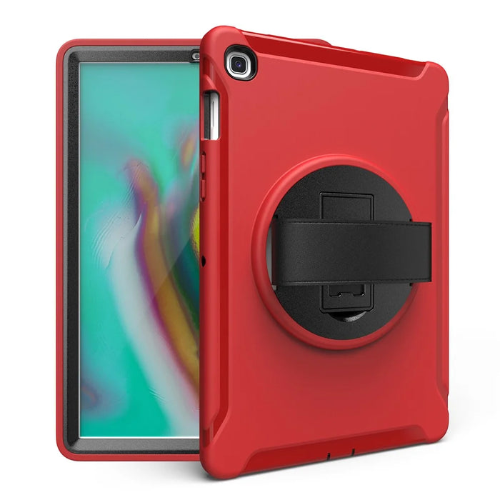360° Swivel Kickstand PC + TPU Tablet Shell with Hand Strap for Samsung Galaxy Tab S5e SM-T720/T725 - Red - 5