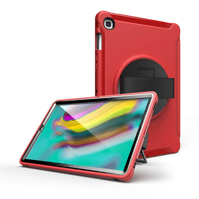 360° Swivel Kickstand PC + TPU Tablet Shell with Hand Strap for Samsung Galaxy Tab S5e SM-T720/T725 - Red - 6