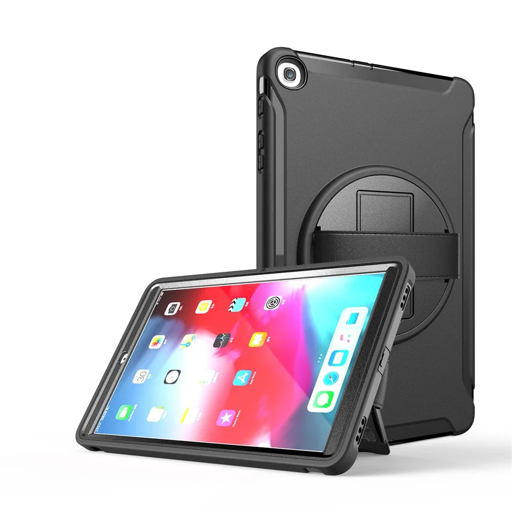 360° Swivel Kickstand PC + TPU Hybrid Tablet Case with Hand Strap for Samsung Galaxy Tab A 10.1 (2019) SM-T510/T515 - Black - 4