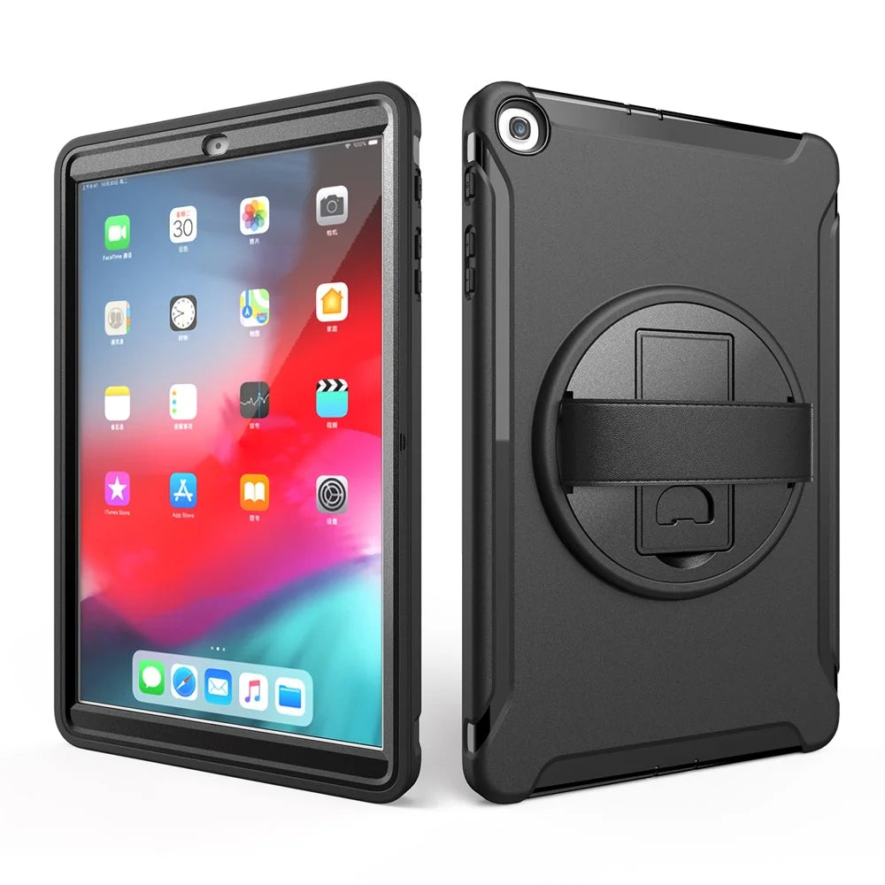 360° Swivel Kickstand PC + TPU Hybrid Tablet Case with Hand Strap for Samsung Galaxy Tab A 10.1 (2019) SM-T510/T515 - Black - 5
