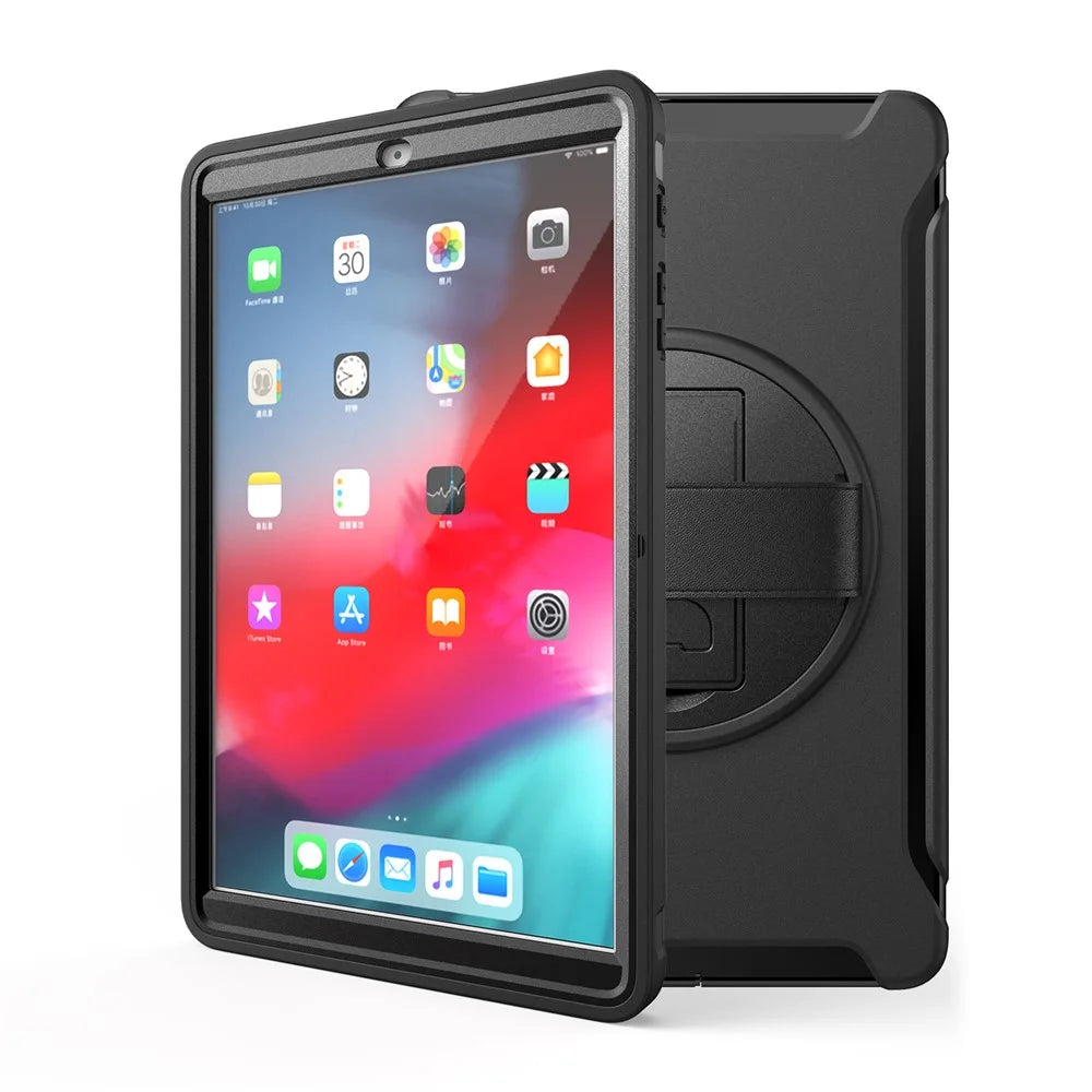 360° Swivel Kickstand PC + TPU Hybrid Tablet Case with Hand Strap for Samsung Galaxy Tab A 10.1 (2019) SM-T510/T515 - Black - 6