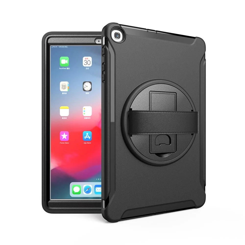 360° Swivel Kickstand PC + TPU Hybrid Tablet Case with Hand Strap for Samsung Galaxy Tab A 10.1 (2019) SM-T510/T515 - Black - 7
