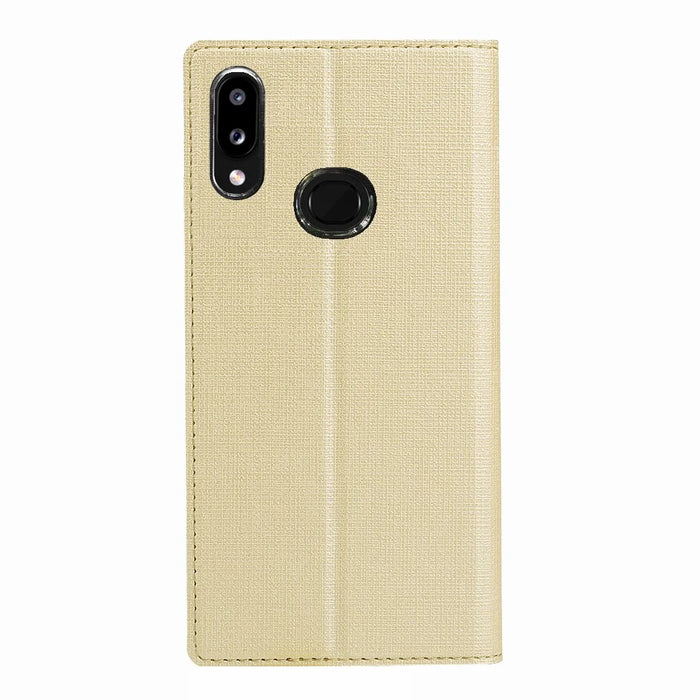 VILI DMX Cross Texture Stand Leather Cover Case for Samsung Galaxy A10s - Gold - 4