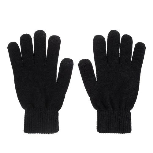 Women Touch Screen Glove Winter Warm Thick Knit for Smartphone Tablet One Size - Black - 1
