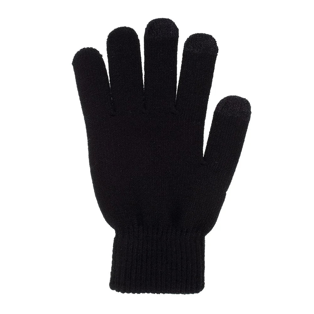 Women Touch Screen Glove Winter Warm Thick Knit for Smartphone Tablet One Size - Black - 2