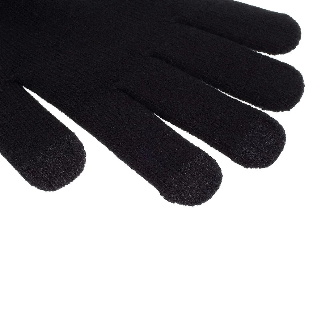 Women Touch Screen Glove Winter Warm Thick Knit for Smartphone Tablet One Size - Black - 3
