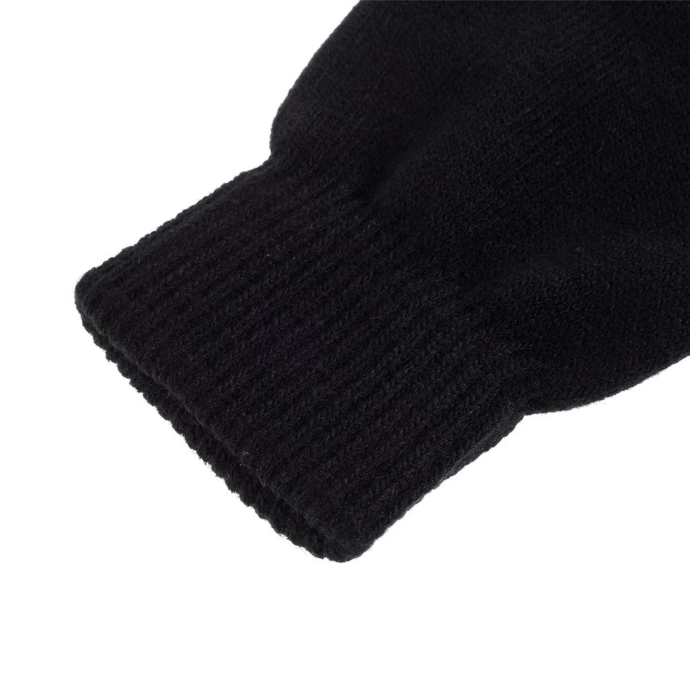 Women Touch Screen Glove Winter Warm Thick Knit for Smartphone Tablet One Size - Black - 4