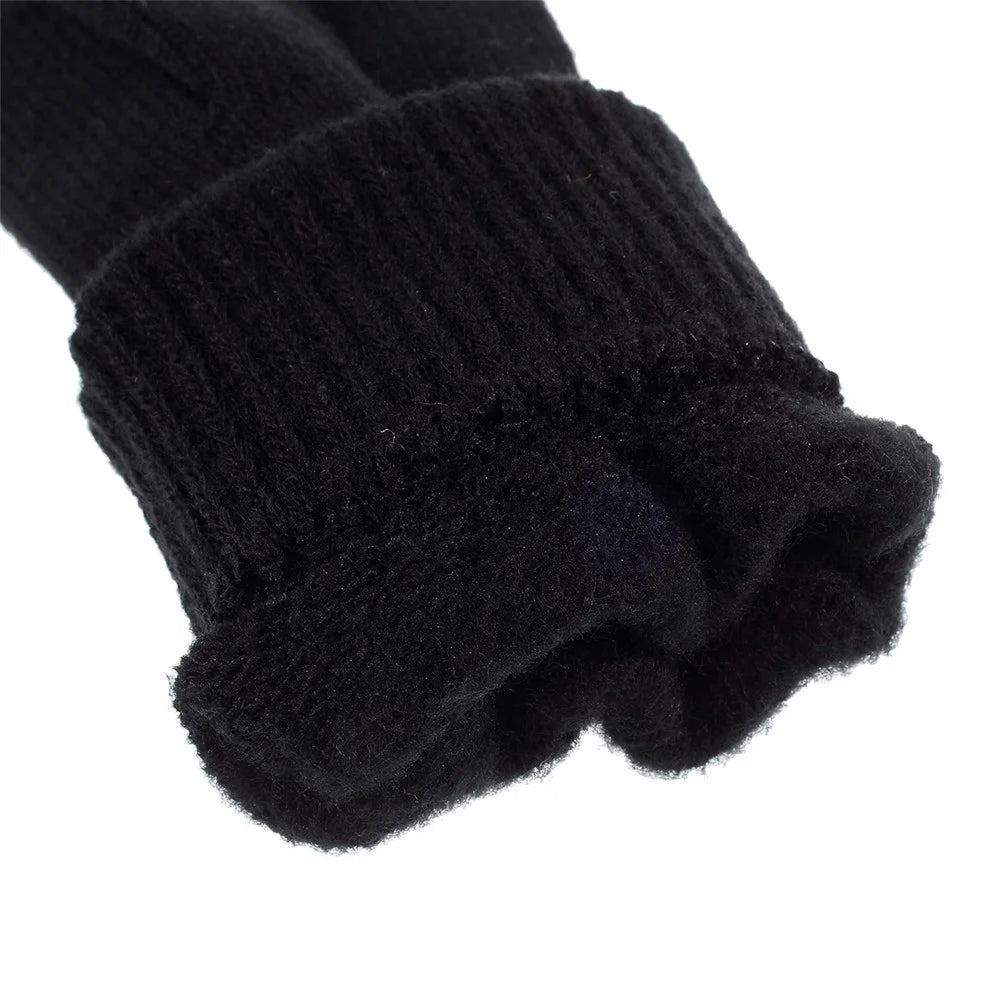 Women Touch Screen Glove Winter Warm Thick Knit for Smartphone Tablet One Size - Black - 5