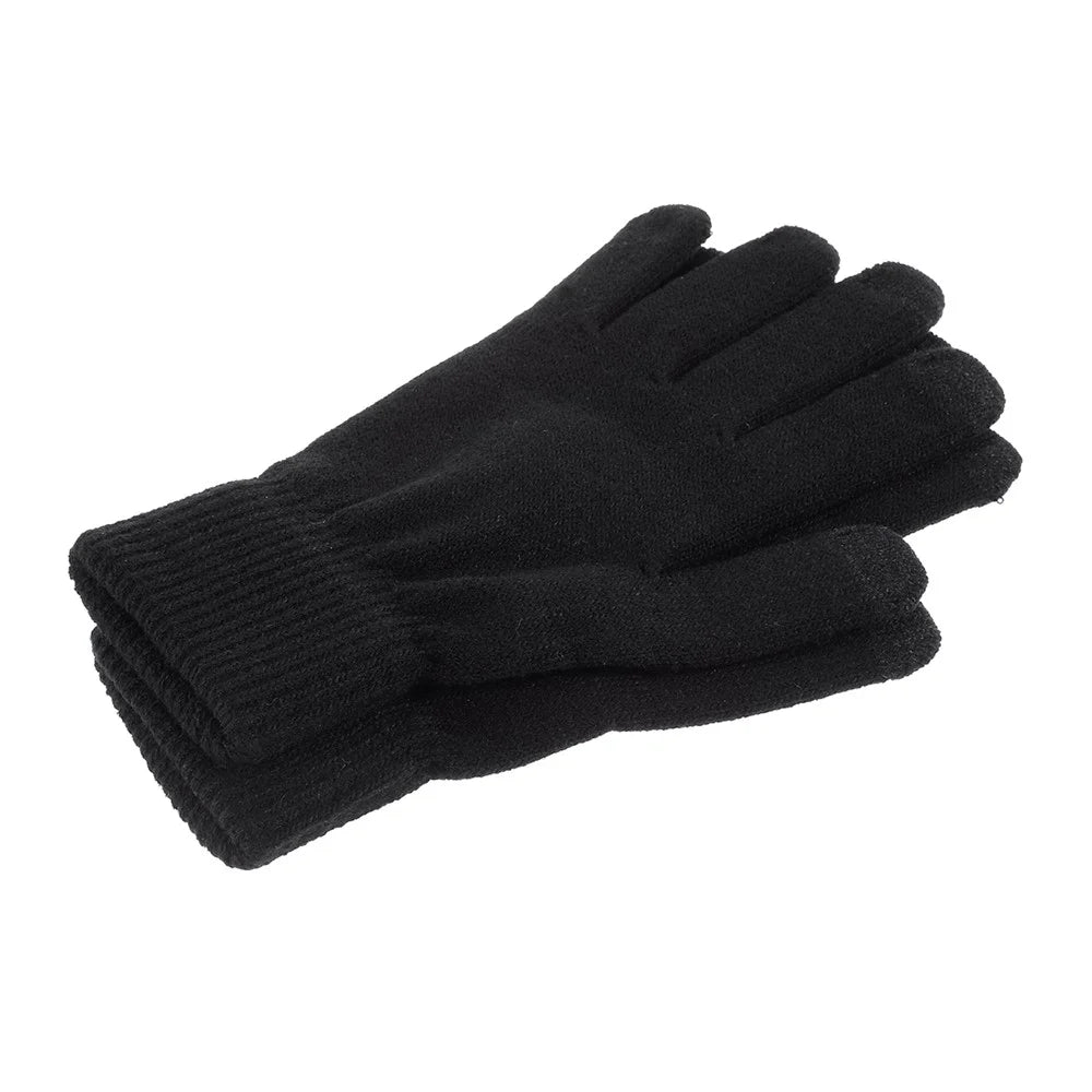 Women Touch Screen Glove Winter Warm Thick Knit for Smartphone Tablet One Size - Black - 6