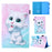Supreme Series Pattern Printing Leather Card Holder Tablet Shell for Samsung Galaxy Tab A 10.1 (2019) T510 T515 - White Cat - 1