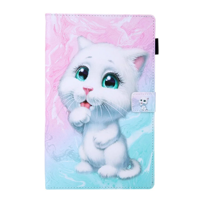Supreme Series Pattern Printing Leather Card Holder Tablet Shell for Samsung Galaxy Tab A 10.1 (2019) T510 T515 - White Cat - 2