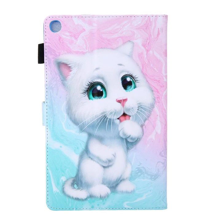 Supreme Series Pattern Printing Leather Card Holder Tablet Shell for Samsung Galaxy Tab A 10.1 (2019) T510 T515 - White Cat - 3