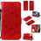Imprint Mandala Flower Leather Wallet Stand Case for Samsung Galaxy M30s / M21 - Red - 1