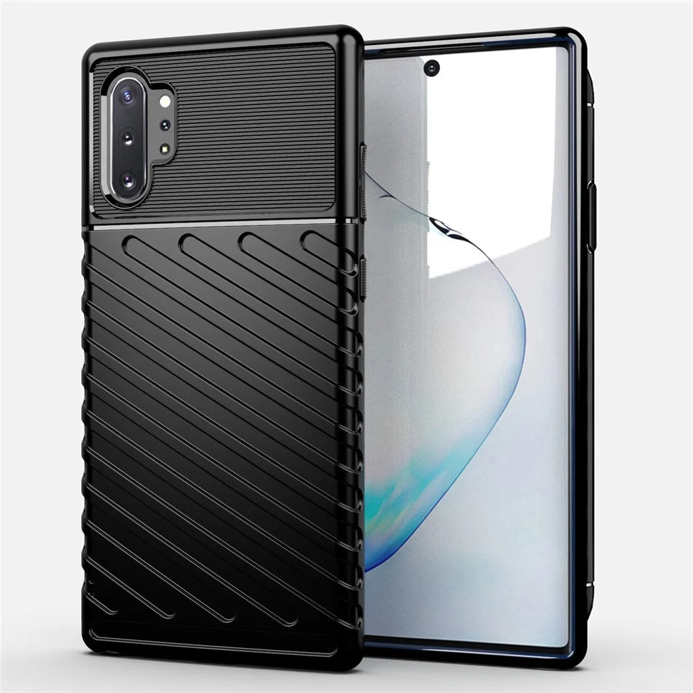 Thunder Series Twill Texture Soft TPU Phone Shell for Samsung Galaxy Note 10 Plus / Note 10 Plus 5G - Black - 1