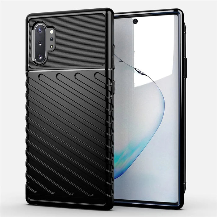 Thunder Series Twill Texture Soft TPU Phone Shell for Samsung Galaxy Note 10 Plus / Note 10 Plus 5G - Black - 1
