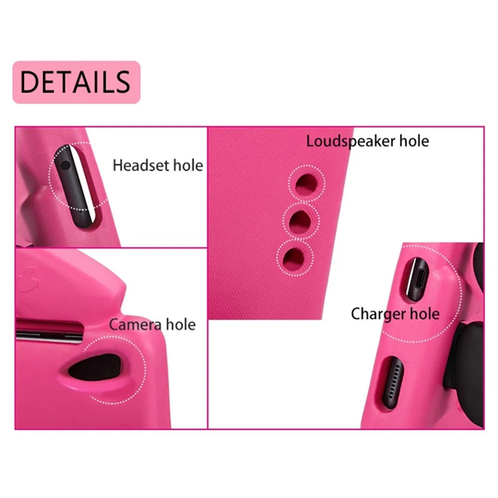 Portable Handle Foldable Thumb Kickstand Shockproof EVA Tablet Case Cover for Samsung Galaxy Tab A 10.1 (2019) - Rose - 4