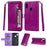 Glitter Powder Zippered Stand Leather Wallet Case with Strap for Samsung Galaxy A10s - Purple - 1
