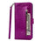 Glitter Powder Zippered Stand Leather Wallet Case with Strap for Samsung Galaxy A10s - Purple - 2