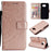 Imprint Flower Leather Wallet Stand Case for Samsung Galaxy S6 G920 - Rose Gold - 1