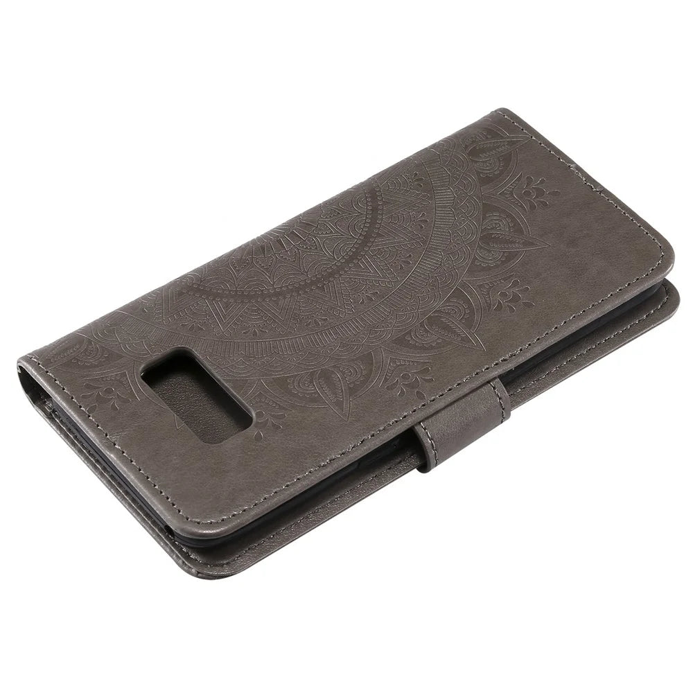 Imprint Flower Magnetic Leather Wallet Case for Samsung Galaxy S8 SM-G950 - Grey - 6