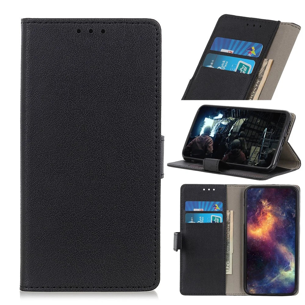 PU Leather Phone Case for Samsung Galaxy A51, Stand Function Wallet Magnetic Clasp Durable Shockproof Cover - Black - 1