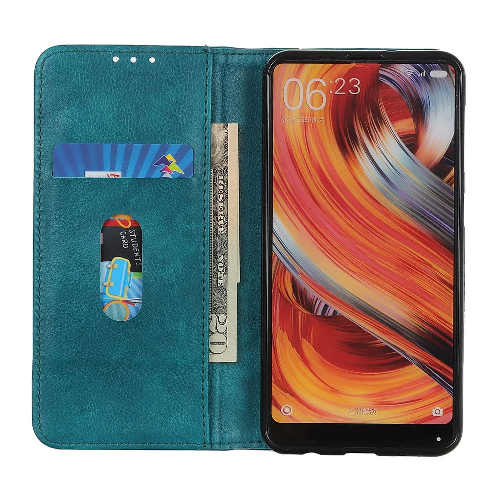 Auto-absorbed Litchi Texture Split Leather Wallet Stand Case for Samsung Galaxy A51 - Green - 6