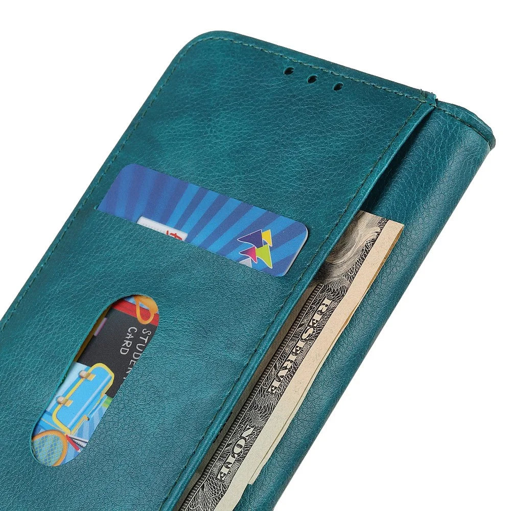Auto-absorbed Litchi Texture Split Leather Wallet Stand Case for Samsung Galaxy A51 - Green - 7