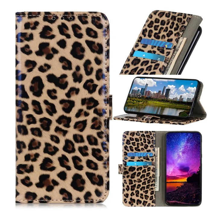 Leopard Texture Glossy Wallet Leather Stand Cover for Samsung Galaxy A51 - 1