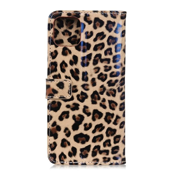 Leopard Texture Glossy Wallet Leather Stand Cover for Samsung Galaxy A51 - 3