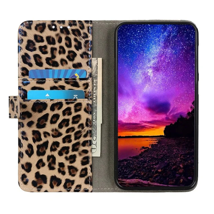 Leopard Texture Glossy Wallet Leather Stand Cover for Samsung Galaxy A51 - 5