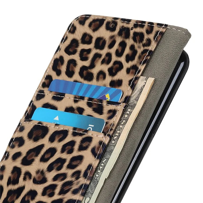 Leopard Texture Glossy Wallet Leather Stand Cover for Samsung Galaxy A51 - 6