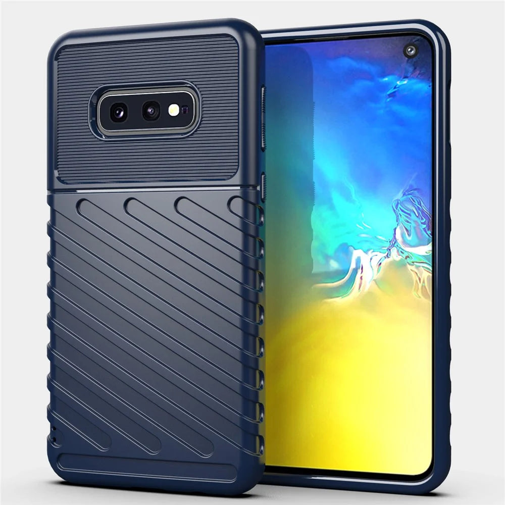Thunder Series Twill Skin Soft TPU Cool Phone Case for Samsung Galaxy S10e - Blue - 1