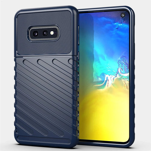 Thunder Series Twill Skin Soft TPU Cool Phone Case for Samsung Galaxy S10e - Blue - 1