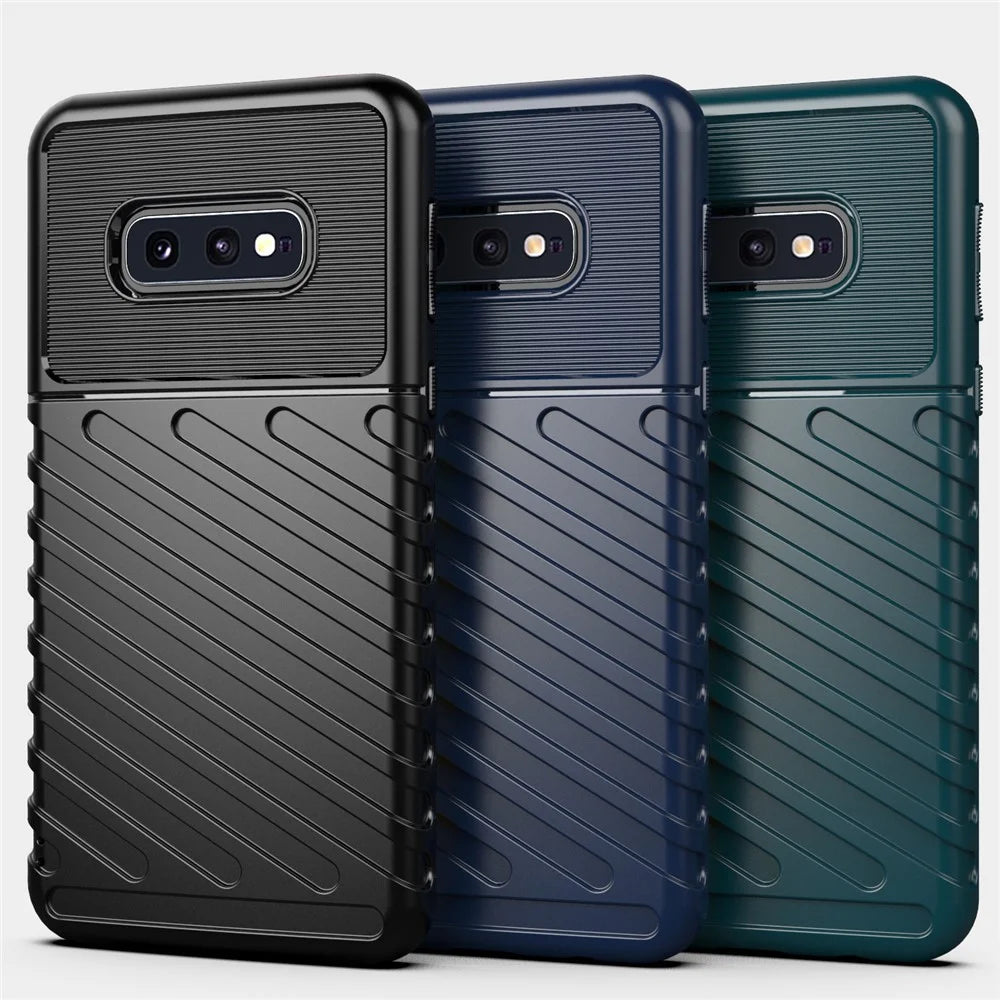 Thunder Series Twill Skin Soft TPU Cool Phone Case for Samsung Galaxy S10e - Blue - 2