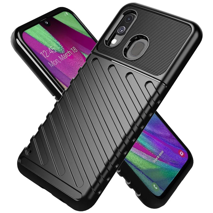 Thunder Series Twill Texture Soft TPU Case for Samsung Galaxy A40 - Black - 2