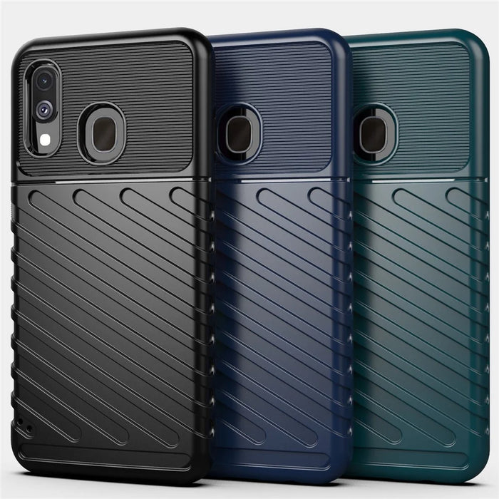 Thunder Series Twill Texture Soft TPU Case for Samsung Galaxy A40 - Black - 3