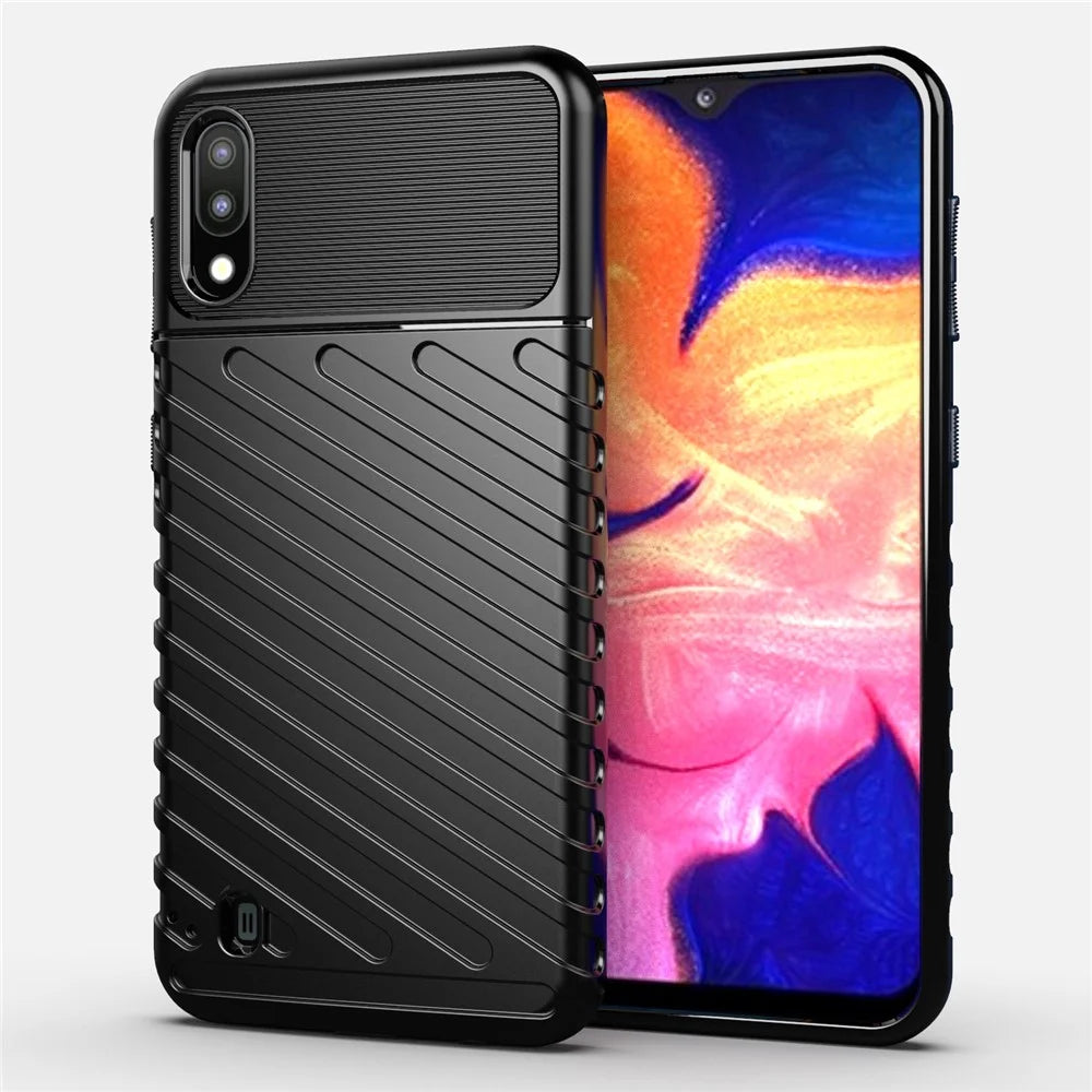 Thunder Series Twill Skin Soft TPU Shell Case for Samsung Galaxy A10 / M10 - Black - 1